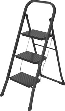 Huishoudtrap zwart 3 treden BRASQ SL300