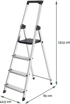Trapladder 4 treden SL400 aluminium zilver Brasq-3