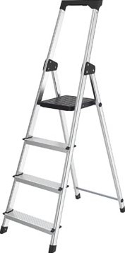 Trapladder 4 treden SL400 aluminium zilver Brasq