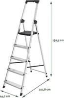 Trapladder 5 treden aluminium zilver SL500 Brasq-3