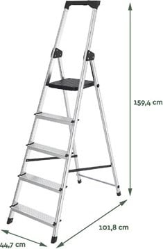 Trapladder 5 treden aluminium zilver SL500 Brasq-3