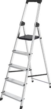 Trapladder 5 treden aluminium zilver SL500 Brasq