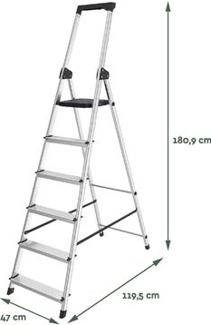 Trapladder 6 treden SL600 aluminium zilver Brasq-3