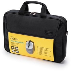 Dicota laptoptas Value Toploading Kit voor laptops tot 15,6 inch inclusief muis zwart