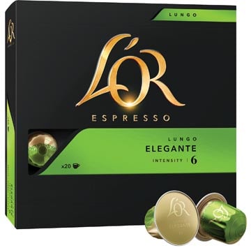 Douwe Egberts koffiecapsules L'Or Intensity 6, Lungo Elegante pak van 20 capsules
