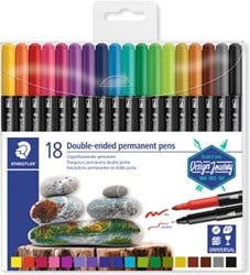 Staedtler permanent marker,dubbele punt, etui van 18 stuks, assorti