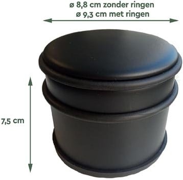 Zwarte deurstopper 9 x 7,5 cm 1 kg-2