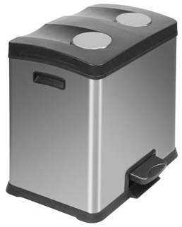 Duo pedaalemmer 2 x 12 liter zilver Eko Rejoice