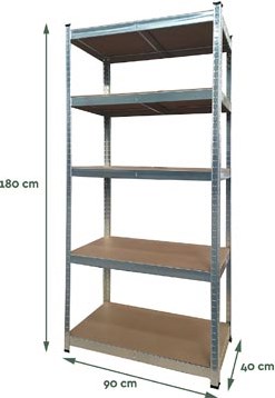 Stellingkast BRASQ 5 borden 90x40x180cm SU175 max 875 KG zilver-2