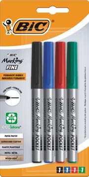 Bic permanent marker ECOlutions, schrijfbreedte 1,1 mm, fijne punt, geassorteerde kleuren