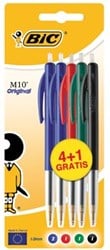 Bic balpen M10 blister 4 + 1 gratis in geassorteerde kleuren
