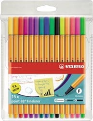 Stabilo fineliner Point 88 etui van 15 stuks in geassorteerde kleuren