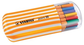 STABILO point 88 fineliner Zebrui box etui van 20 stuks in geassorteerde kleuren-2