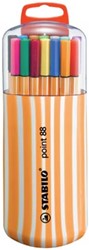STABILO point 88 fineliner Zebrui box etui van 20 stuks in geassorteerde kleuren