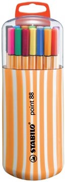 STABILO point 88 fineliner Zebrui box etui van 20 stuks in geassorteerde kleuren