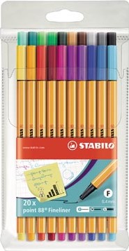 Stabilo fineliner Point 88 etui van 20 stuks in geassorteerde kleuren