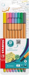 Fineliner STABILO point 88 pastel etui à 8 kleuren