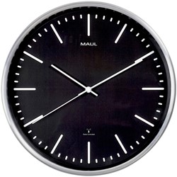 Wandklok MAUL Fly RC Ø30,5x4.5cm aluminium frame /zwart incl.batterij