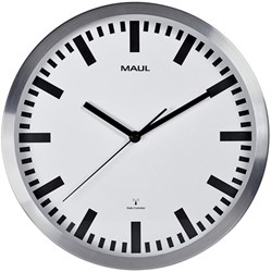 Wandklok MAUL Pilot RC Ø305x45mm aluminium frame wit incl. batterij