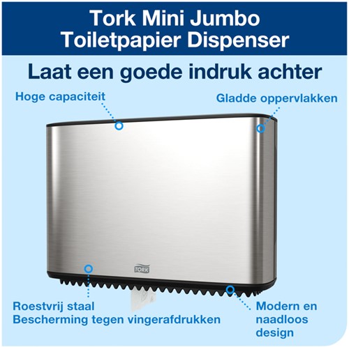 Dispenser Tork T2 460006 Design toiletpapierdispenser RVS-2