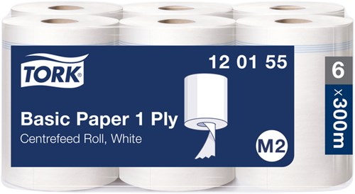 Poetsrol Tork M2 120155 1laags 20cmx300m wit 6rollen