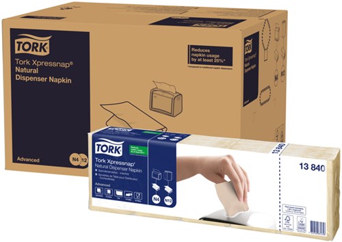 Servetten Tork 13840 Xpressnap 2laags 33x21cm naturel 1125st.