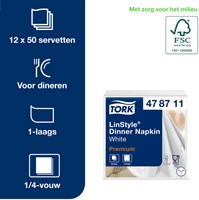 Servetten Tork 478711 LinStyle 1laags 39x39cm wit 50st.-2