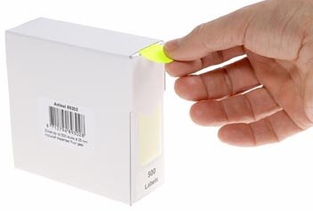 Rillprint ronde etiketten, diameter 25 mm, rol van 500 stuks, fluo geel