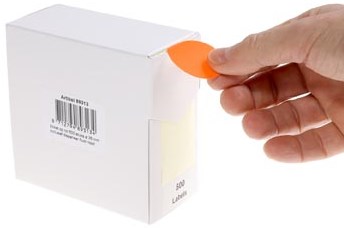 Rillprint ronde etiketten, diameter 35 mm, rol van 500 stuks, fluo rood