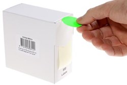 Rillprint ronde etiketten, diameter 35 mm, rol van 500 stuks, fluo groen