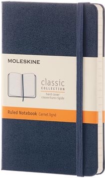 Moleskine notitieboek 9 x 14 cm gelijnd harde cover 192 blad saffier