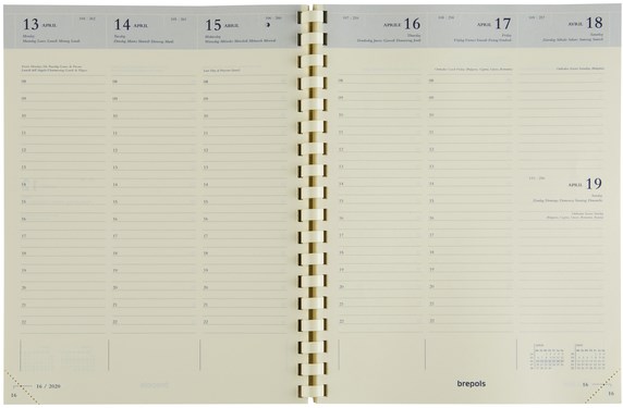 Agendavulling 2025 Brepols Timing 7dag/2pagina's spiraal creme