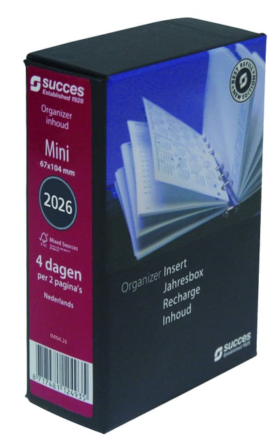 Succes agenda vulling 2025 Succes Mini 4dagen/2pagina's
