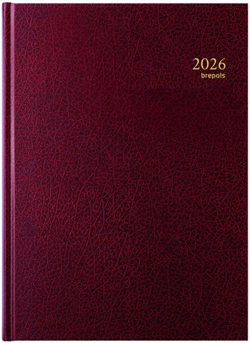 Agenda 2026 Brepols Bremax Santex A4 1dag/1pagina 4 kolommen bordeaux