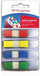 Pergamy index 45 x 12 mm blister van 4 geassorteerde klassieke kleuren met dispenser