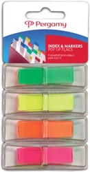 Pergamy index 45 x 12 mm blister met 4 geassorteerde neonkleuren met dispenser
