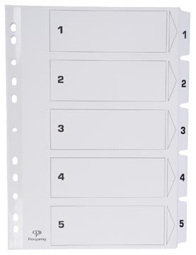 Tabblad met indexblad A4 11-gaatsperforatie karton set 1-5