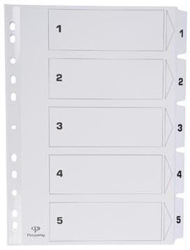 Tabblad met indexblad A4 11-gaatsperforatie karton set 1-5