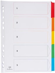 Pergamy tabbladen met indexblad A4 11-gaatsperforatie geassorteerde kleuren 5 tabs