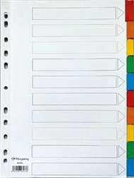 Pergamy tabbladen met indexblad A4 11-gaatsperforatie geassorteerde kleuren 10 tabs