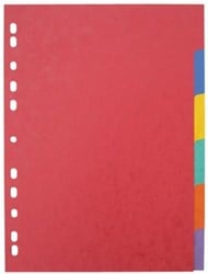 Pergamy tabbladen A4 maxi 11-gaatsperforatie stevig karton geassorteerde kleuren 6 tabs