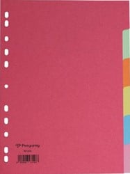 Pergamy tabbladen A4 11-gaatsperforatie extra sterk karton geassorteerde kleuren 6 tabs