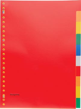 Pergamy tabbladen, ft A4, 23-gaatsperforatie, PP, 10 tabs in geassorteerde kleuren