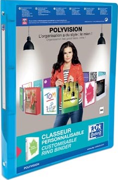 Presentatie ringband Elba Polyvision A4 4-rings O-mech 15mm blauw