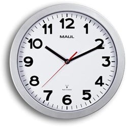 MAULstep wandklok, radiogestuurd, diameter 30 x 5 cm, kunststof kader, zilver