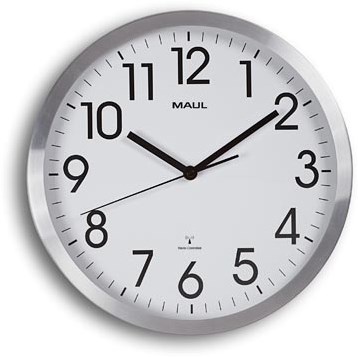 MAULmove wandklok, radiogestuurd, diameter 30,5 x 4,5 cm, aluminium kader