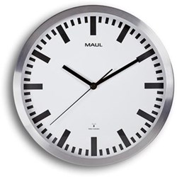 MAULpilot wandklok, radiogestuurd, diameter 30,5 x 4,5 cm, aluminium kader