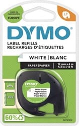 Dymo LetraTag tape 91200 12mm zwart op wit papier