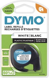 Dymo LetraTag tape 91201 12mm zwart op wit plastic