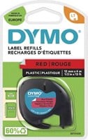 Dymo LetraTag tape 91201 12mm zwart op rood plastic